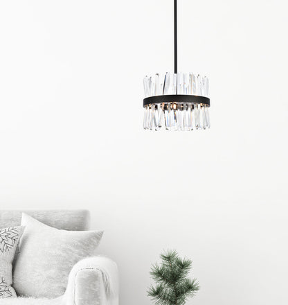 Serephina 16 inch crystal round pendant light in black