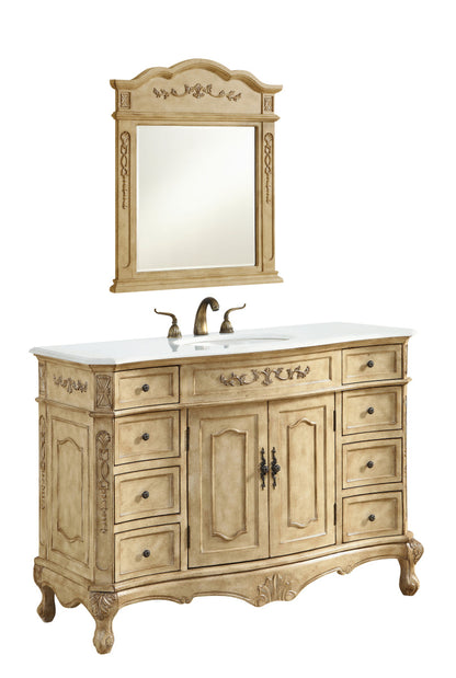 48 inch Single Bathroom vanity in Antique Beige with ivory white engineered marble