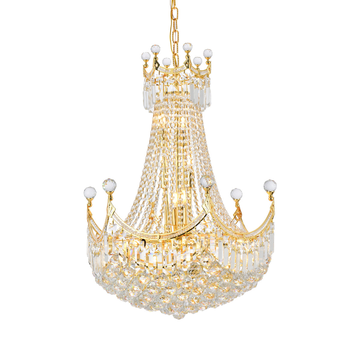 Corona 15 light Gold Chandelier Clear Royal Cut Crystal