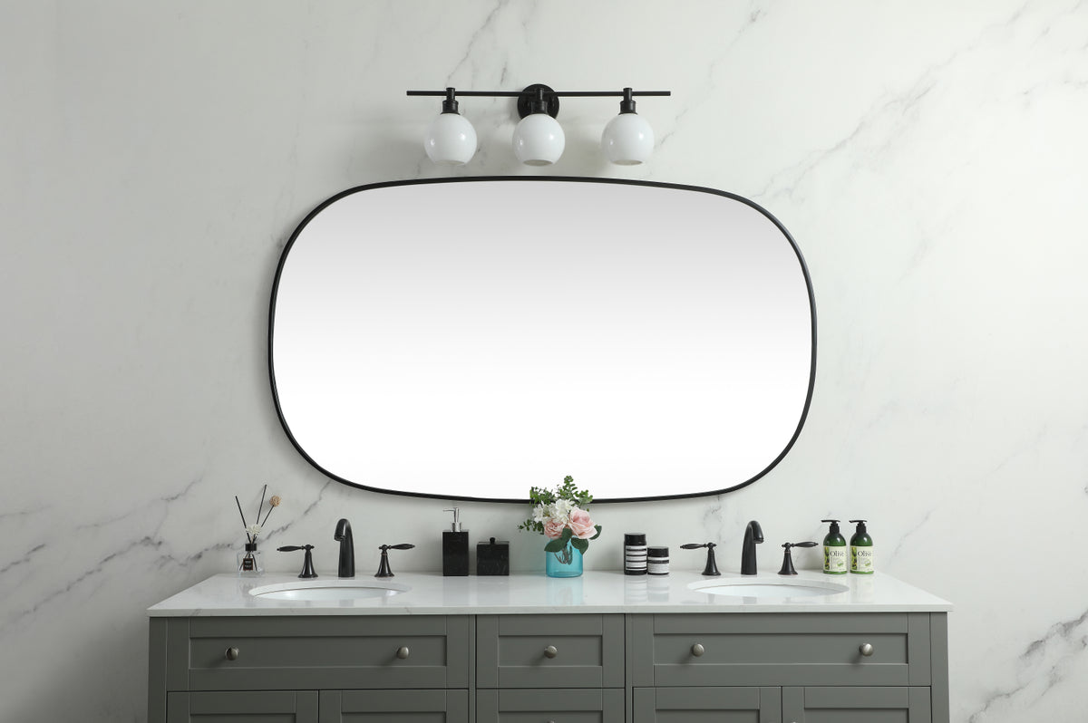 Metal Frame Oval Mirror 36x60 Inch in Black