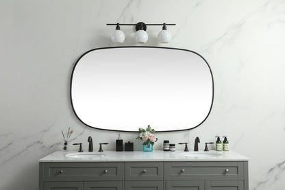 Metal Frame Oval Mirror 36x60 Inch in Black