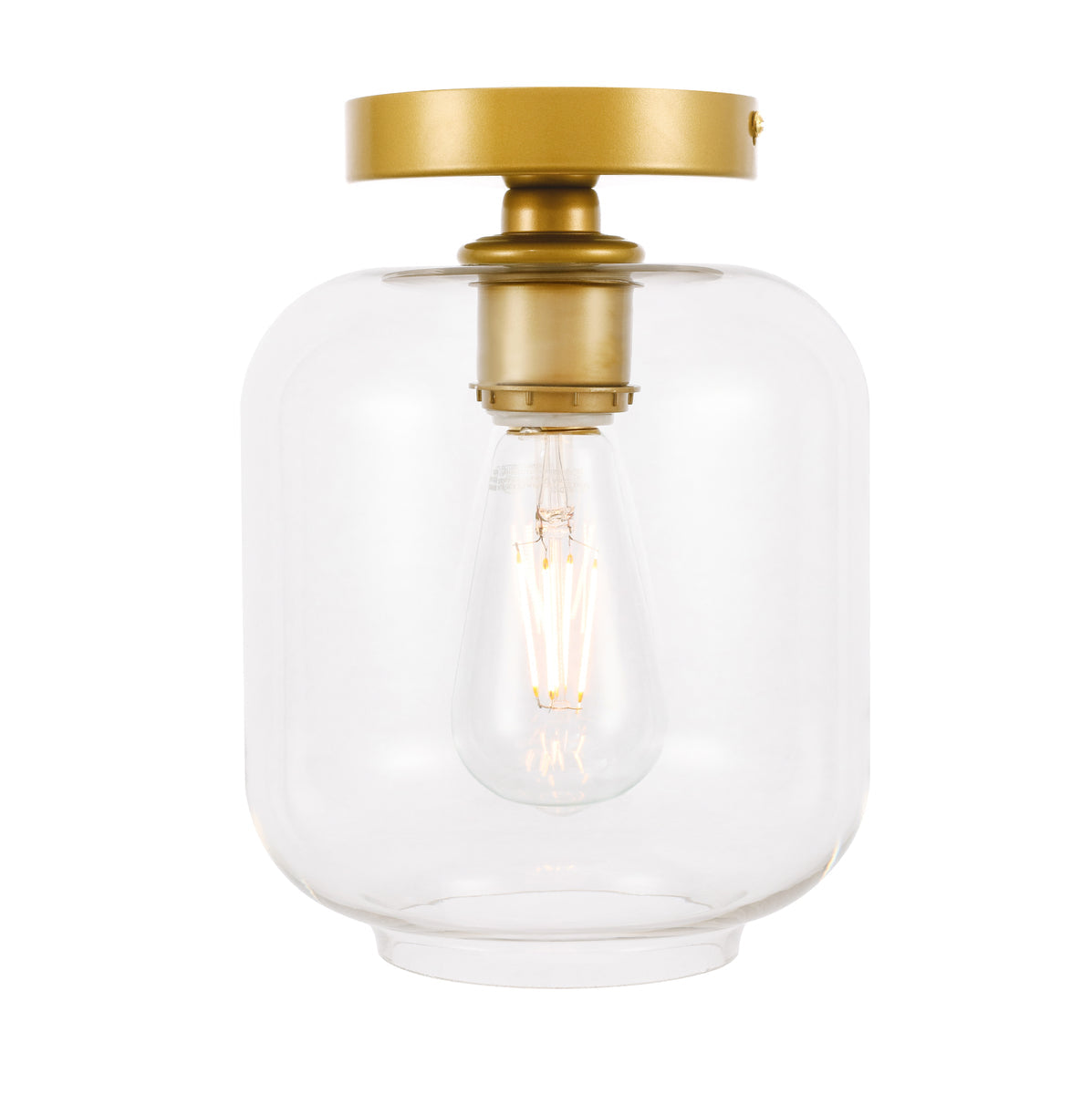 Collier 1 light Brass and Clear glass Flush mount