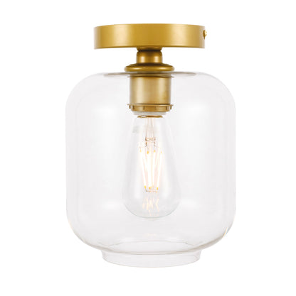 Collier 1 light Brass and Clear glass Flush mount