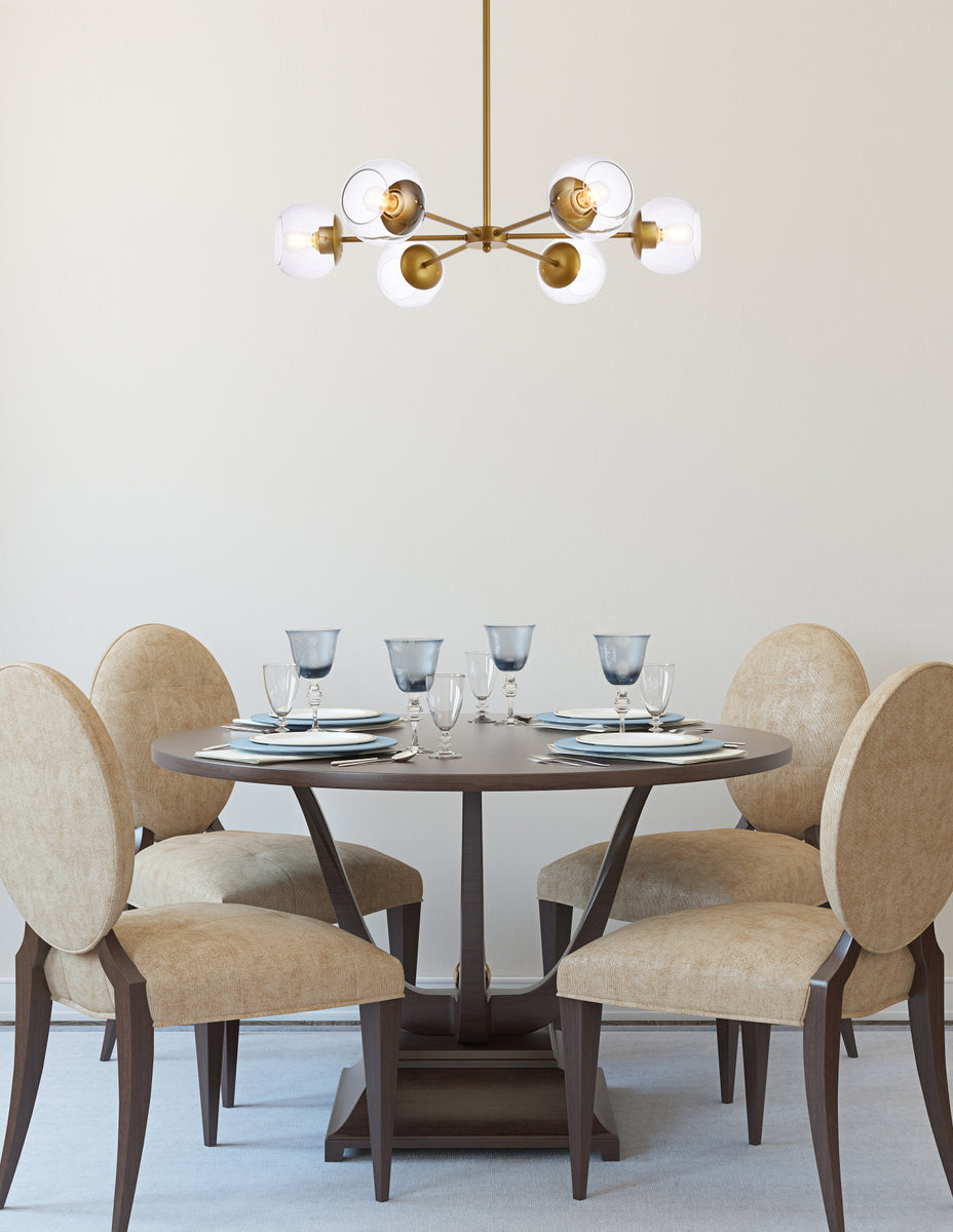 Briggs 30 inch pendant in brass with clear shade