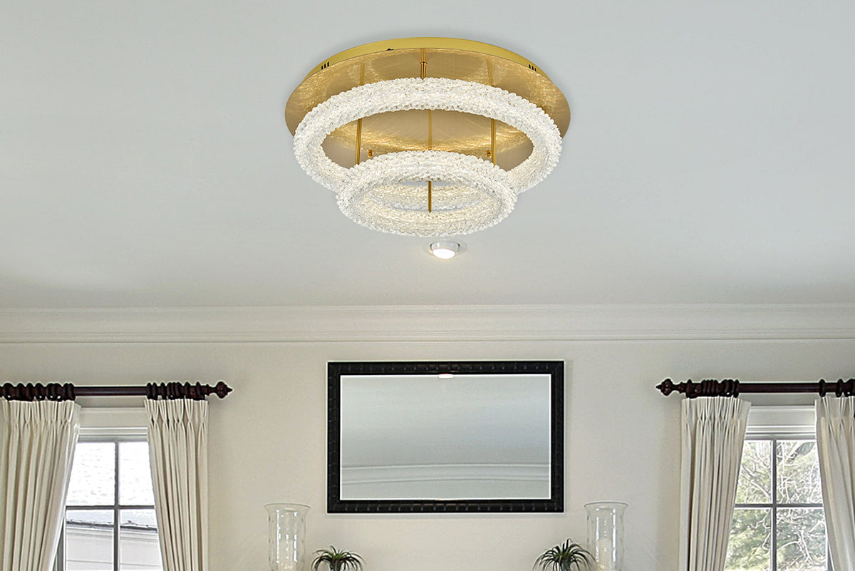 Bowen 26 inch Adjustable LED Flush Mount in Satin Gold