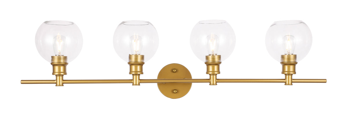 Collier 4 light Brass and Clear glass Wall sconce