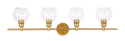 Collier 4 light Brass and Clear glass Wall sconce