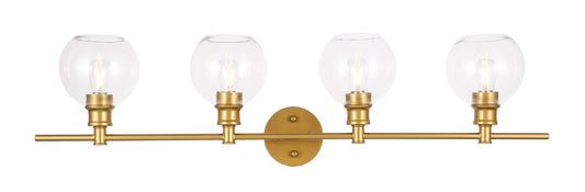 Collier 4 light Brass and Clear glass Wall sconce
