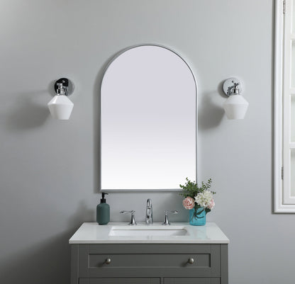 Metal Frame Arch Mirror 24x36 Inch in Silver