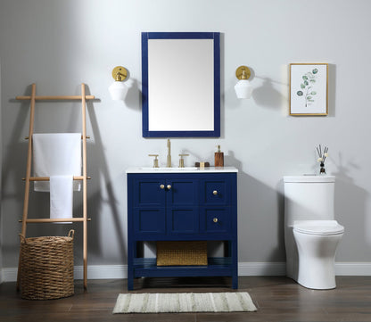 32 inch Single bathroom vanity in blue