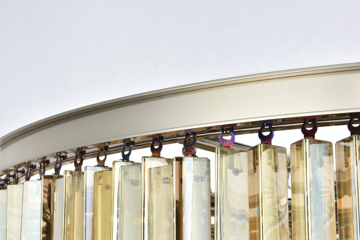 Sydney 33 light polished nickel Chandelier Golden Teak (Smoky) Royal Cut Crystal