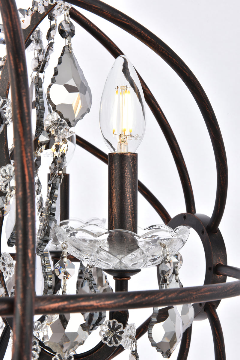 Geneva 5 light dark bronze Pendant Silver Shade (Grey) Royal Cut crystal