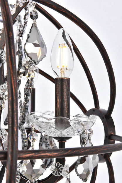 Geneva 5 light dark bronze Pendant Silver Shade (Grey) Royal Cut crystal