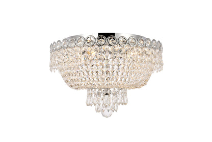 Century 4 light Chrome Flush Mount Clear Royal Cut Crystal