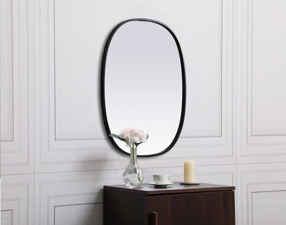 Metal Frame Oval Mirror 24x30 Inch in Black