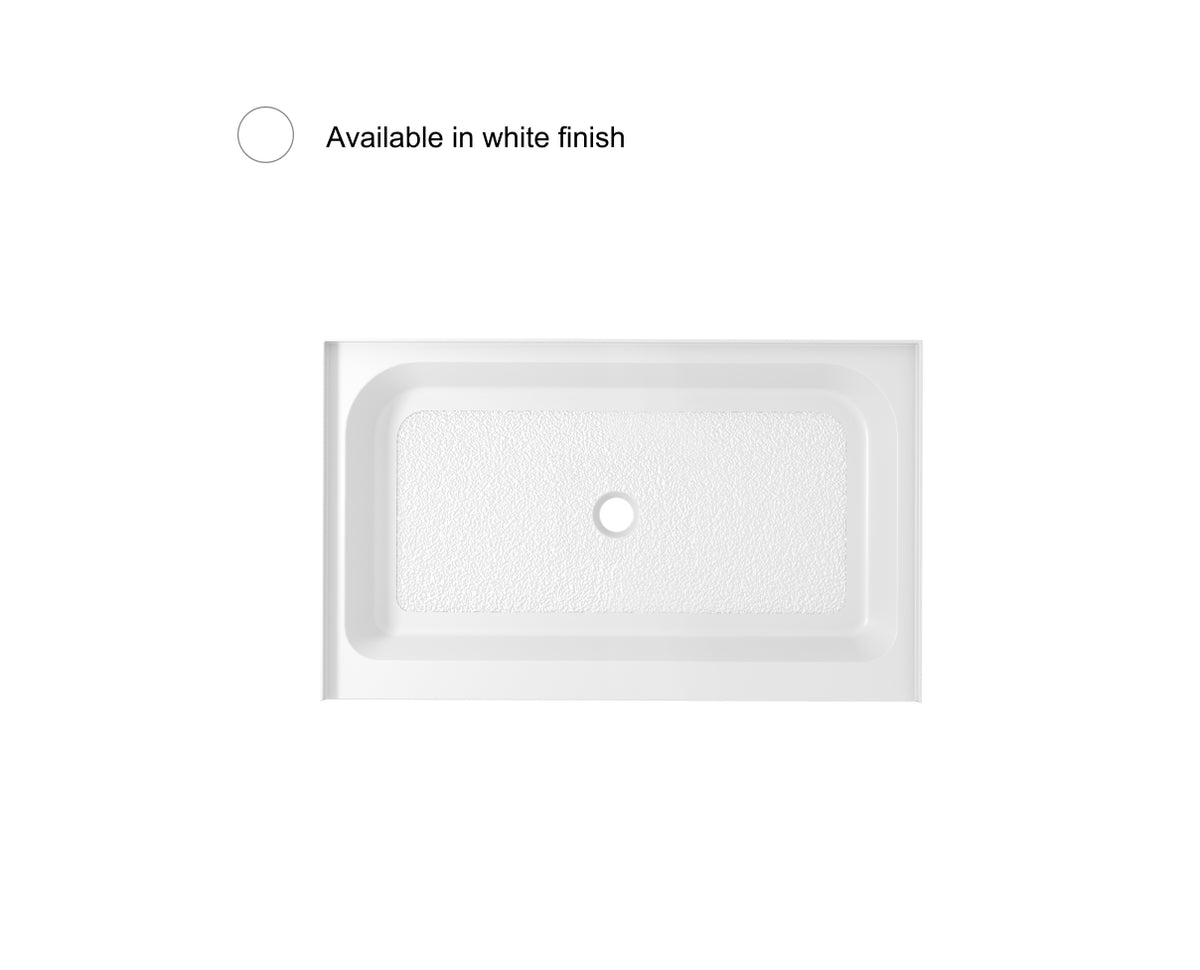48x32 inch Single threshold shower tray center drain in glossy white