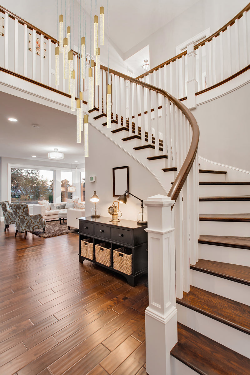 Weston 16 lights pendant in satin gold