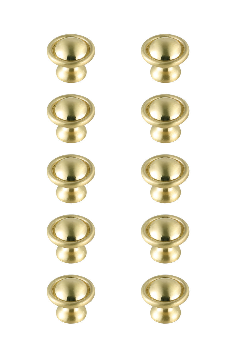 Kadea 1.2" Diameter Brushed Gold Mushroom Knob Multipack (Set of 10)