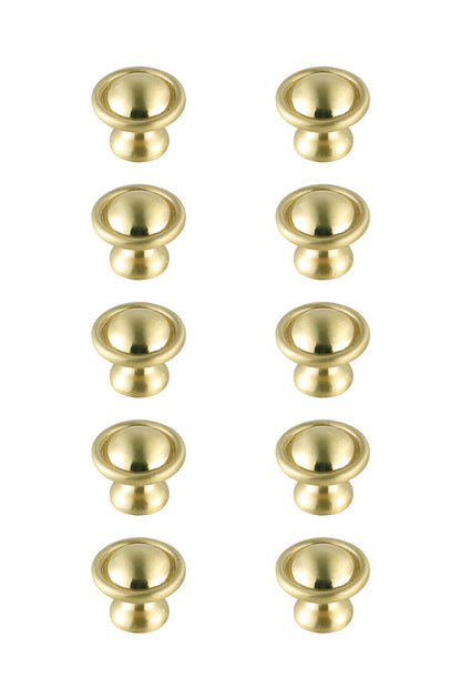 Kadea 1.2" Diameter Brushed Gold Mushroom Knob Multipack (Set of 10)
