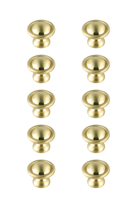 Kadea 1.2" Diameter Brushed Gold Mushroom Knob Multipack (Set of 10)