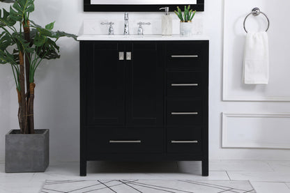 32 inch Single Bathroom Vanity in Black with Backsplash