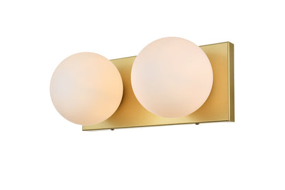 Jaylin 2 light Brass and frosted white Bath Sconce