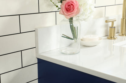 42 inch Single bathroom vanity in blue with backsplash