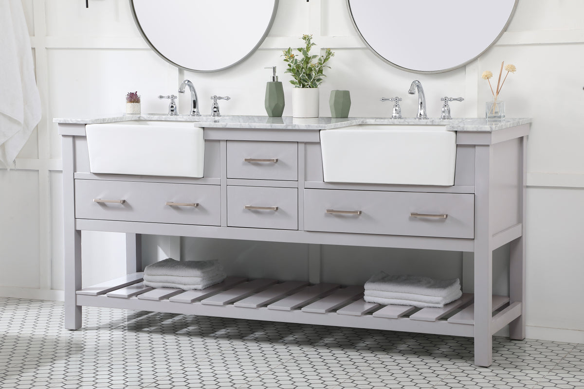 72 inch double bathroom vanity in grey