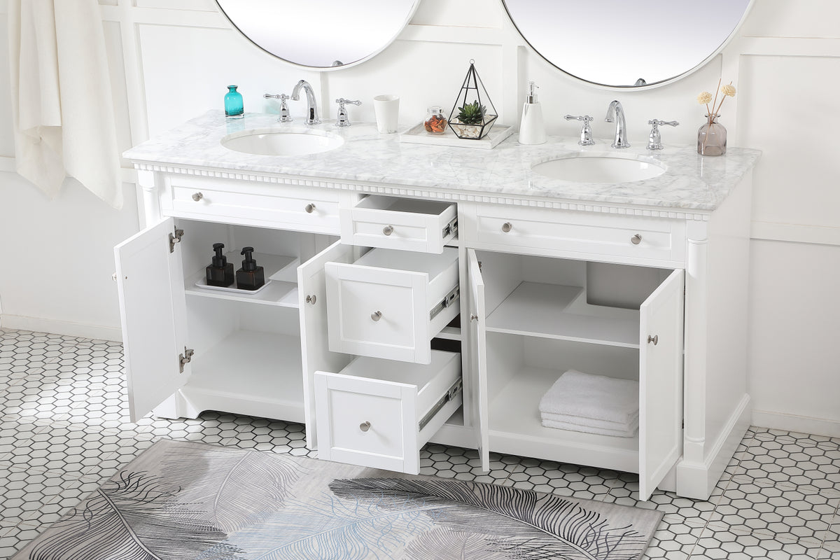 72 inch double bathroom vanity in White