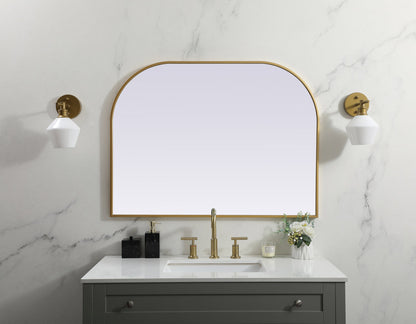 Metal Frame Arch Mirror 40x30 Inch in Brass