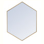 Metal frame hexagon mirror 30 inch in Brass