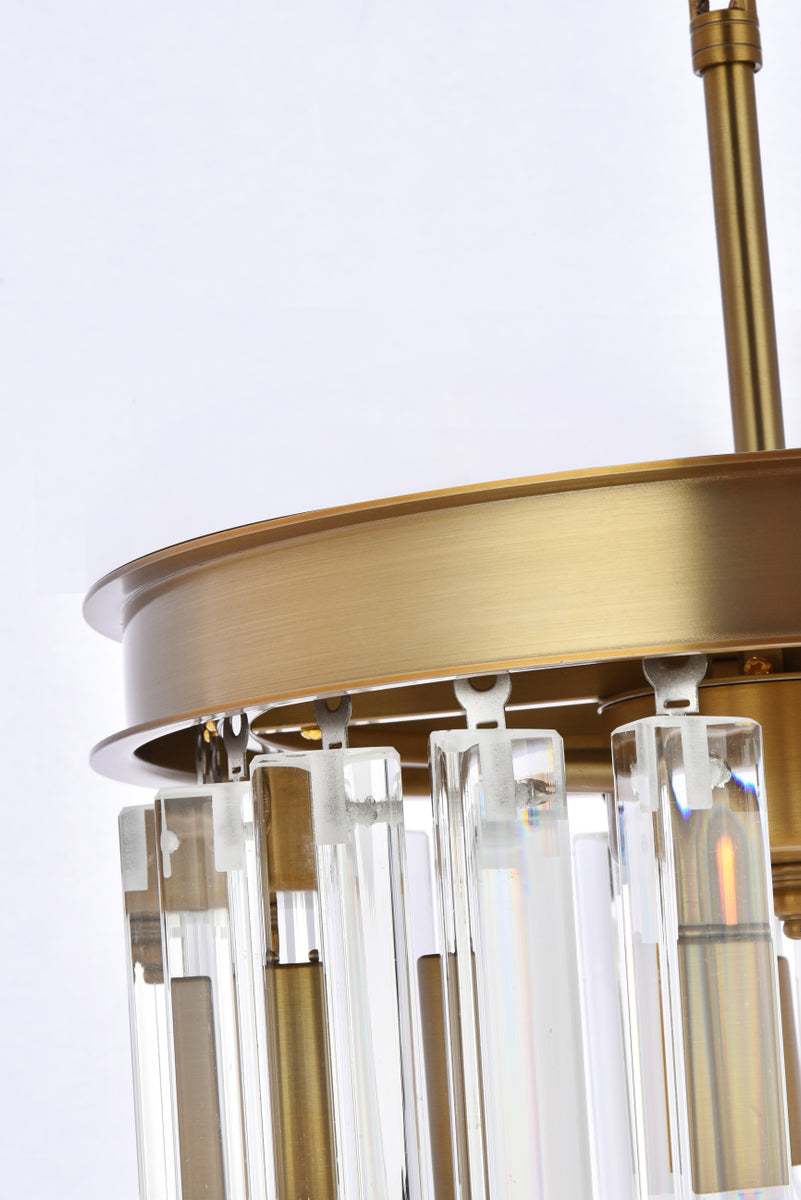 Sydney 12 inch round crystal pendant in satin gold