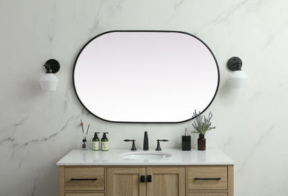 Metal Frame Oval Mirror 30x48 Inch in Black