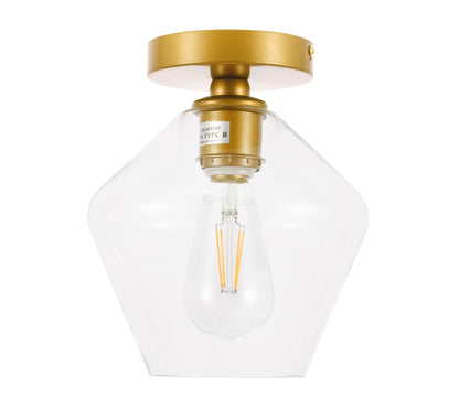 Gene 1 light Brass and Clear glass Flush mount