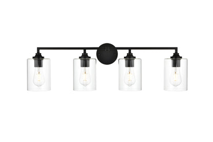 Mayson 4 light Black and Clear Bath Sconce