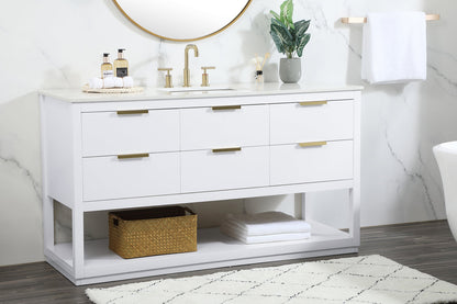 60 inch Single bathroom vanity in white