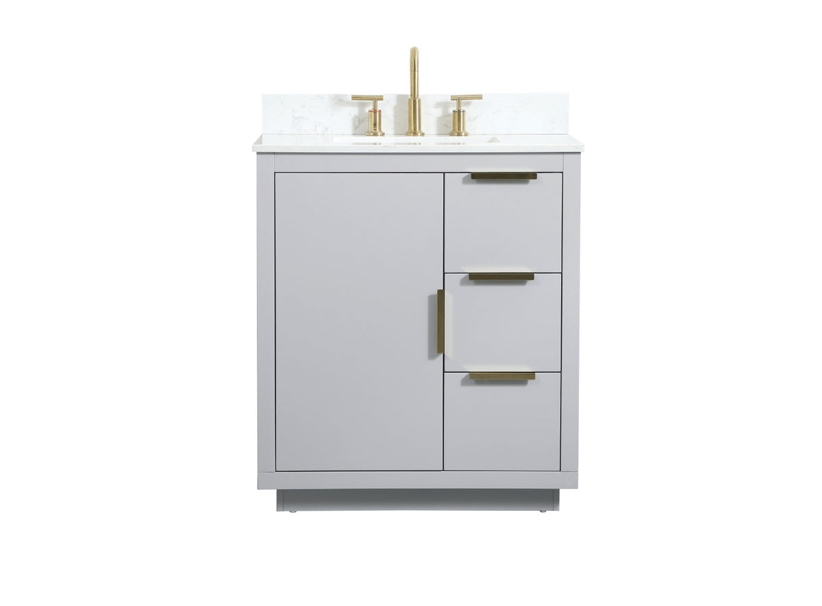 30 inch Single bathroom vanity in grey with backsplash