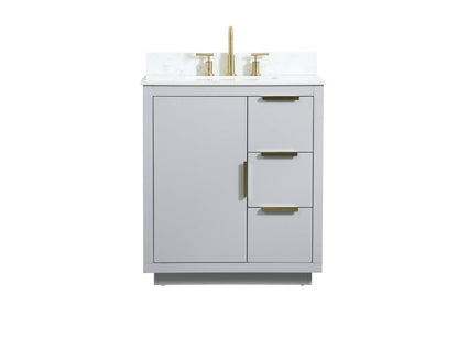 30 inch Single bathroom vanity in grey with backsplash