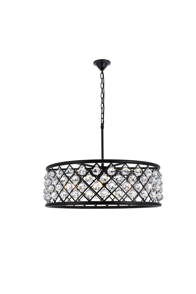 Madison 8 light Matte Black Chandelier Clear Royal Cut Crystal