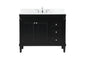 42 inch Single bathroom vanity in black with backsplash
