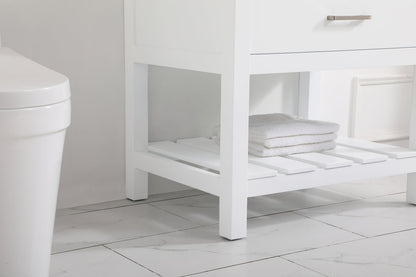 30 inch Single bathroom vanity in white with backsplash