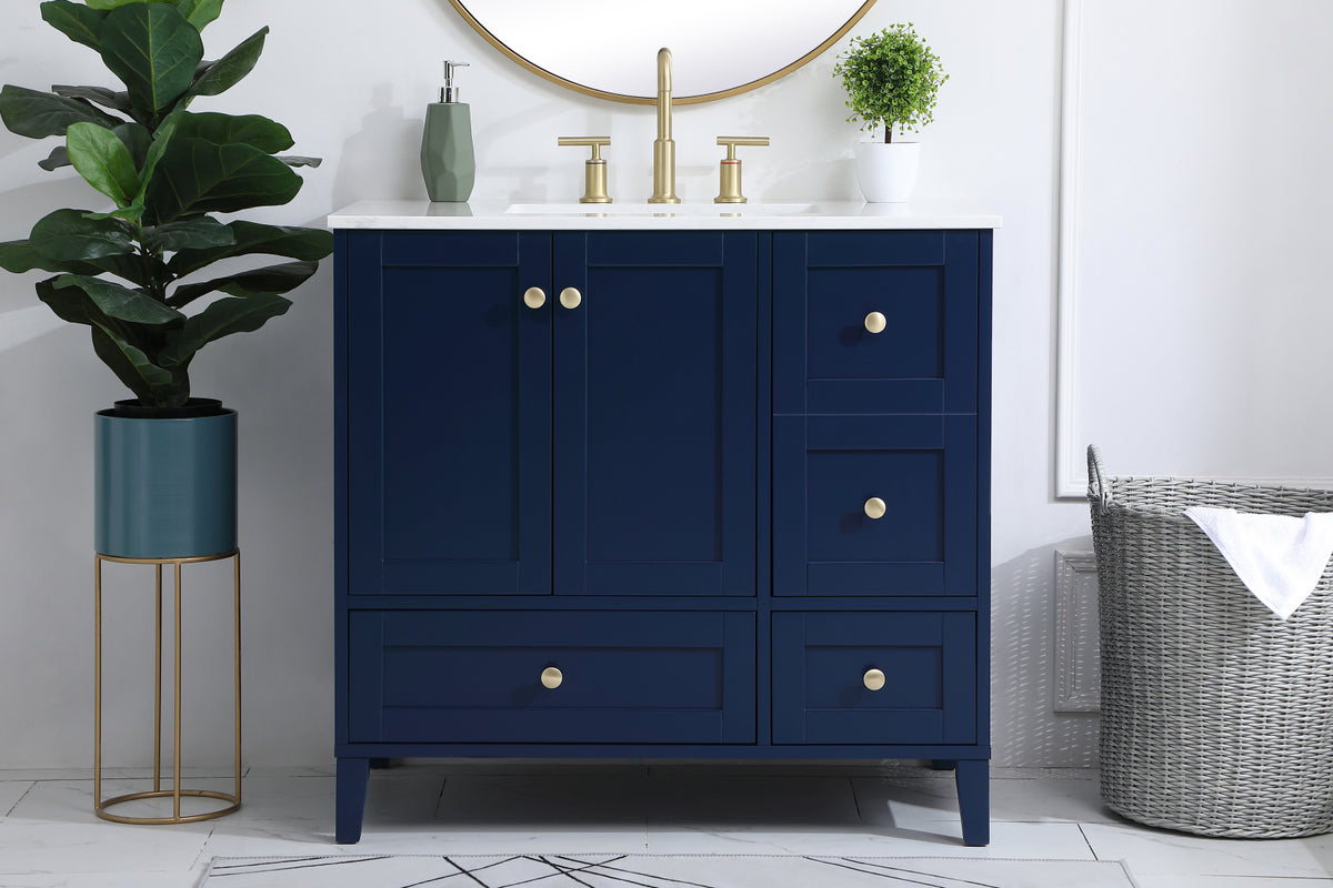 36 inch Single Bathroom Vanity in Blue