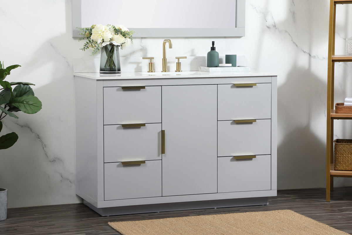 48 inch Single bathroom vanity in grey with backsplash
