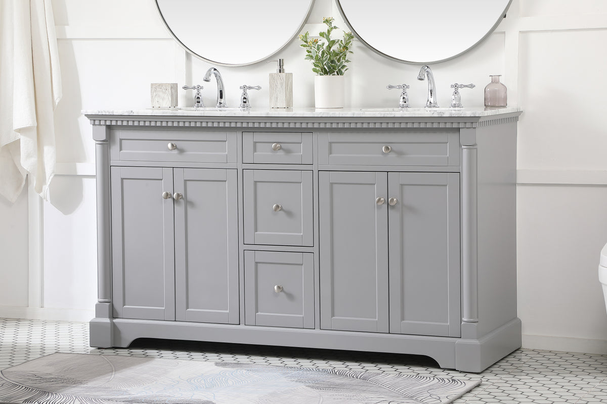 60 inch double bathroom vanity in Grey