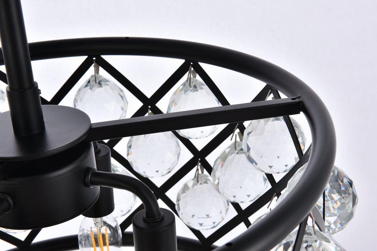 Madison 4 light Matte Black Pendant Clear Royal Cut Crystal