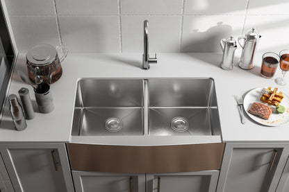 Stainless Steel farmhouse kitchen double sink L33'' x W21'' x H10"