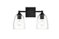 Gianni 2 light Black and Clear Bath Sconce