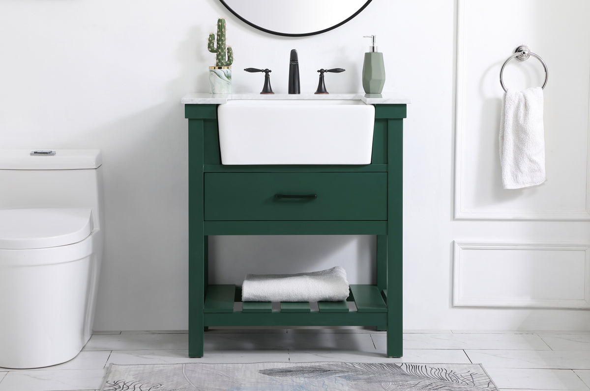 30 inch Single bathroom vanity in green