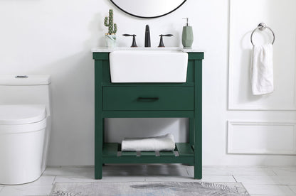 30 inch Single bathroom vanity in green