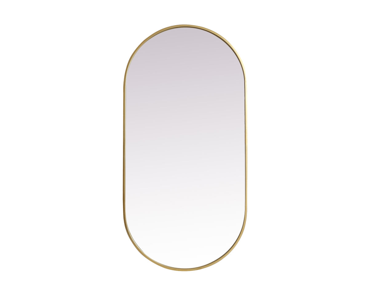 Metal Frame Oval Mirror 24x48 Inch in Brass